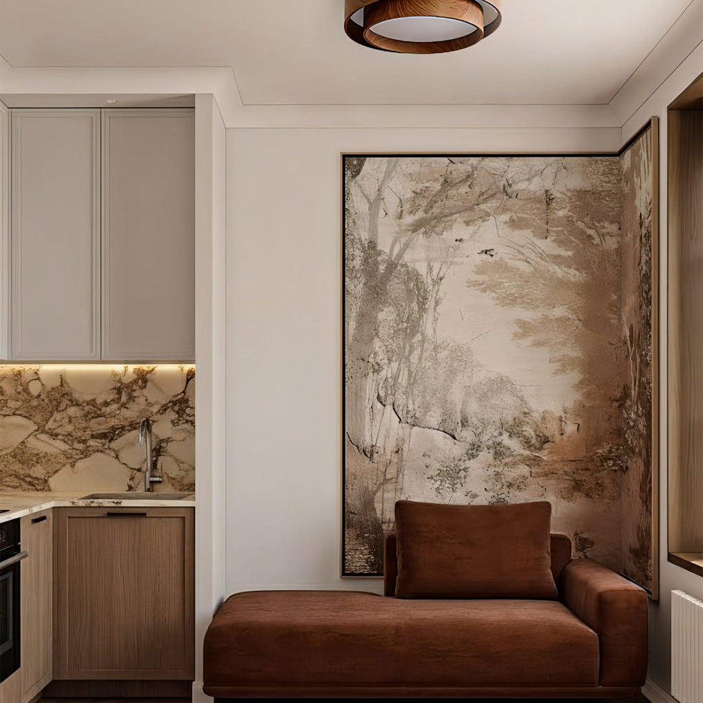 Scandinavian Wood Flush Mount Ceiling Light for Living Room