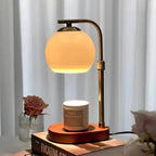 Modern Wood And Glass Table Lamp With Warm LED Glow