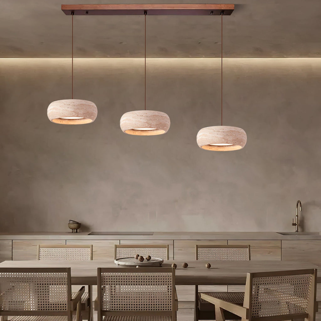 Modern Travertine Stone Pendant Light With Dimmable Remote Control