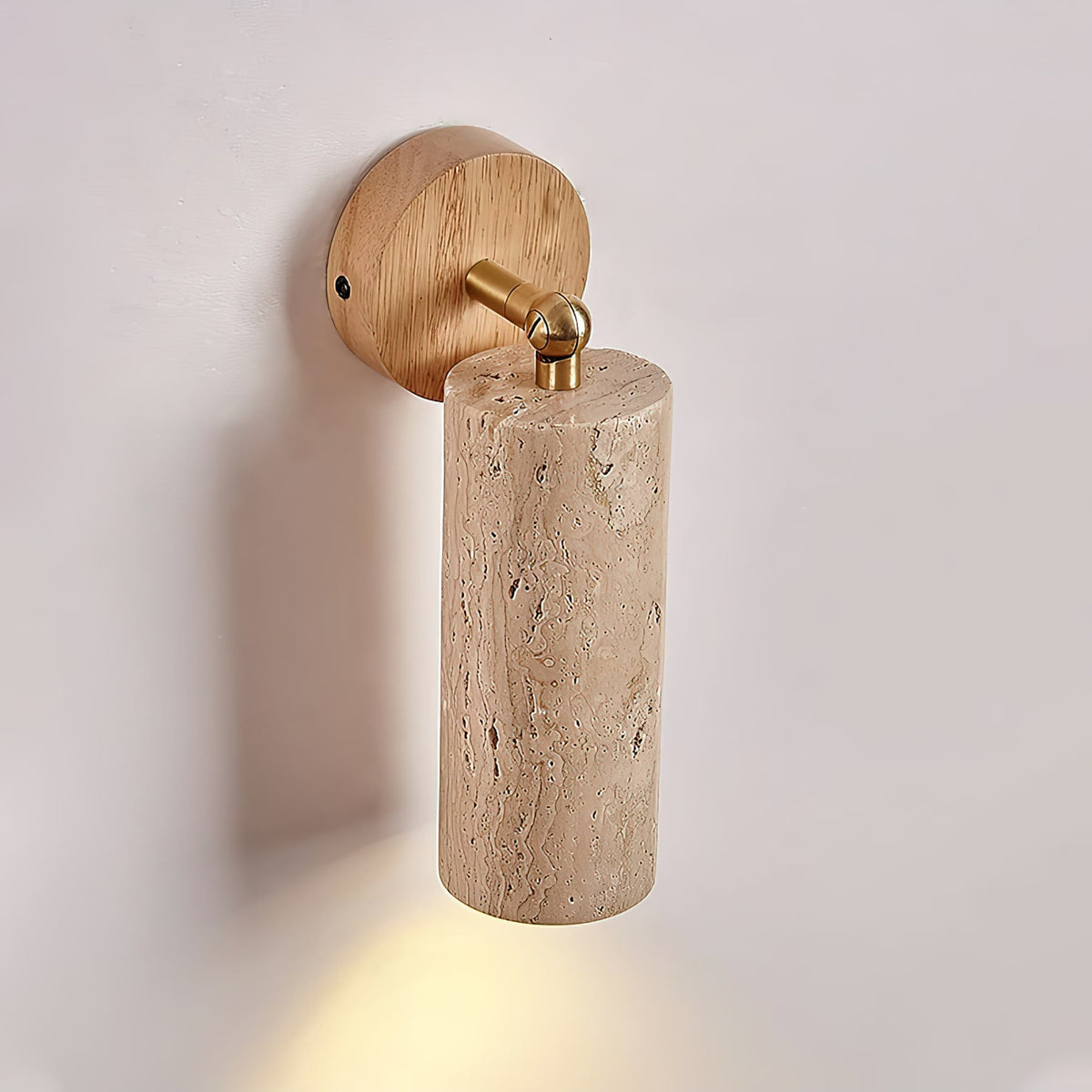 Modern Travertine Wall Sconce With Warm LED Glow
