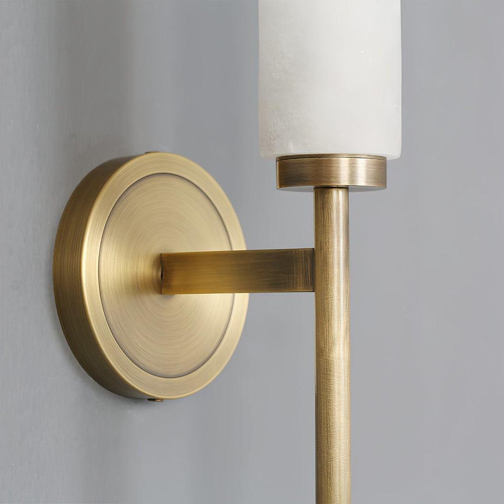 Modern Metal and Faux Alabaster Wall Sconce for Living Room