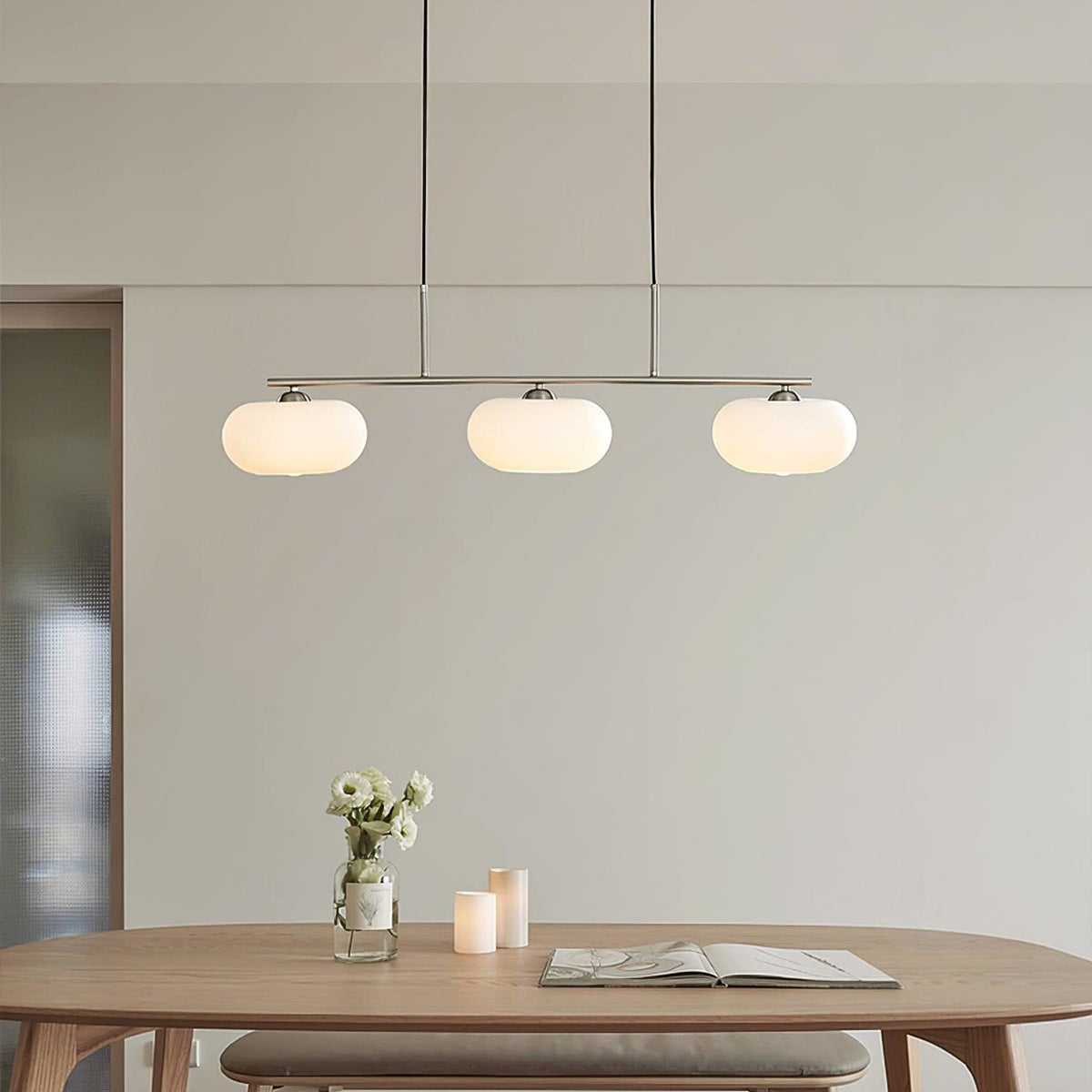 Modern Glass Pendant Light With Tri-Color LED Glow