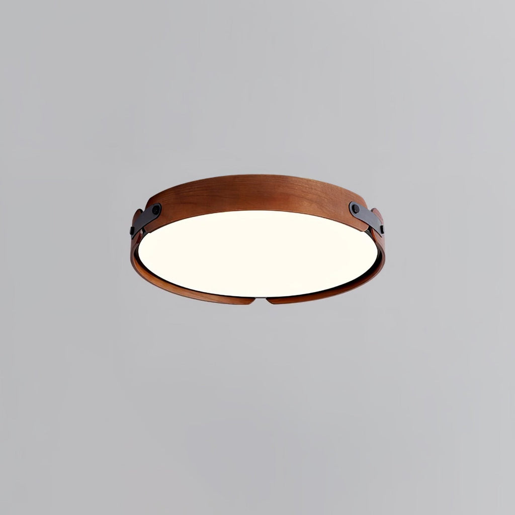 Scandinavian Wood Flush Mount Ceiling Light With Slim Low-Profile Design