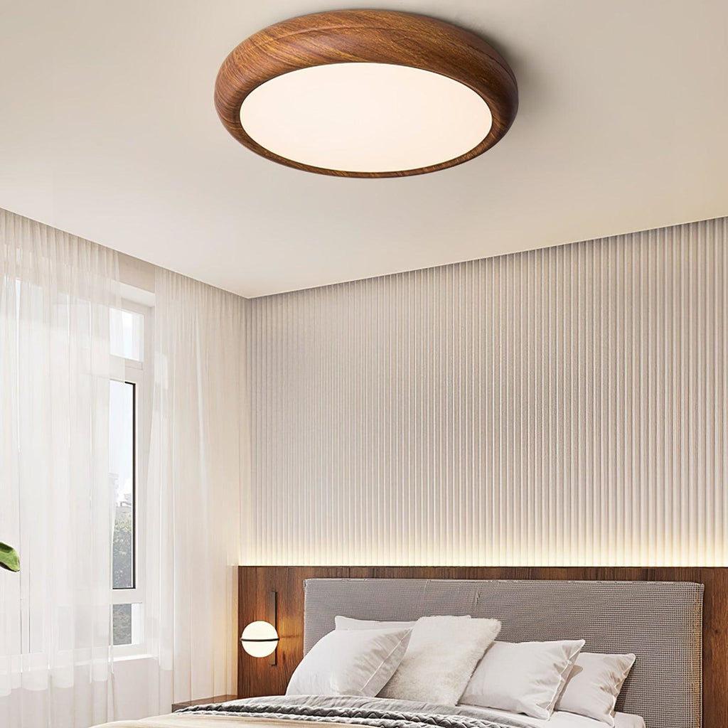 Scandinavian Wood Flush Mount Ceiling Light for Living Room