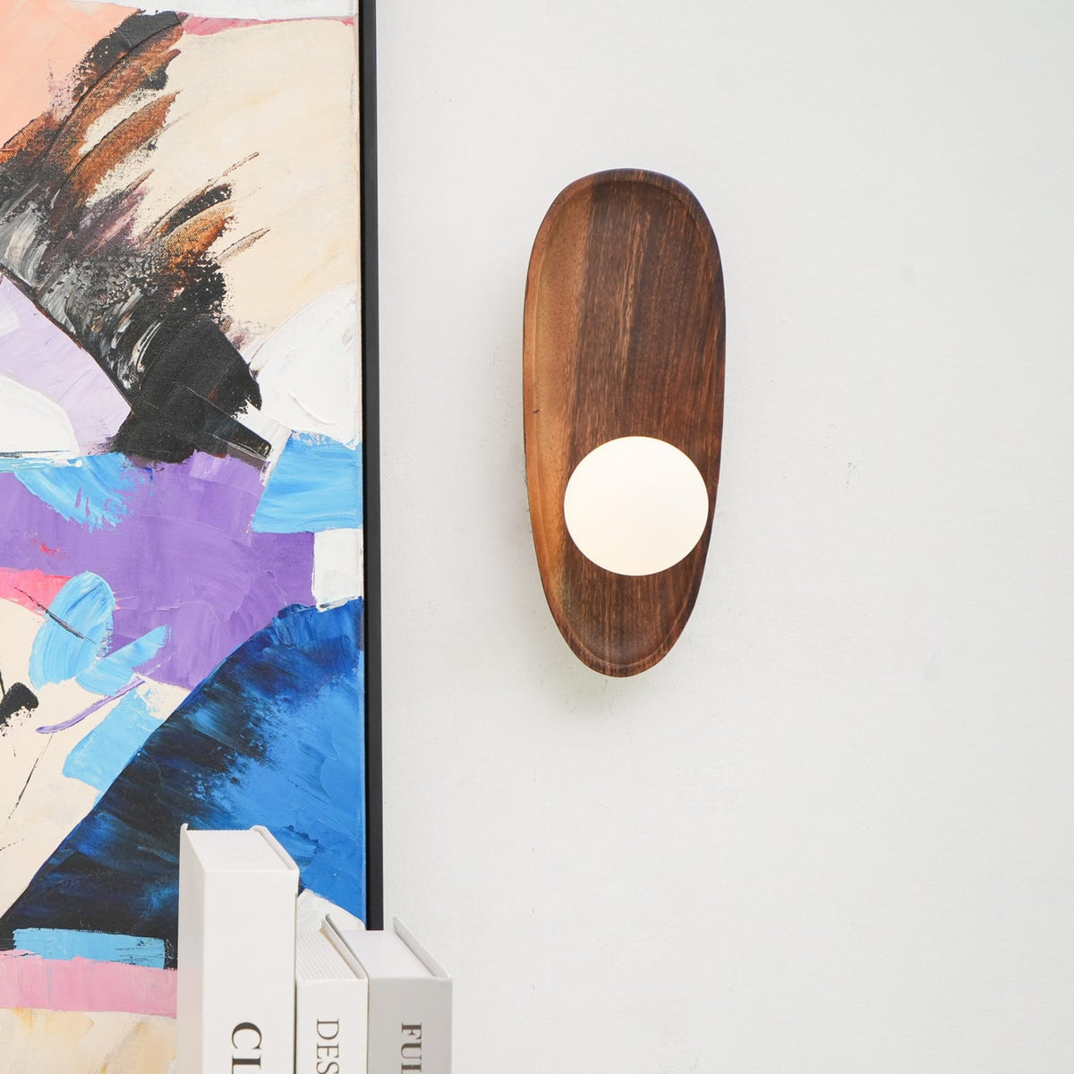 Modern Wood and Glass Wall Sconce for Living Room