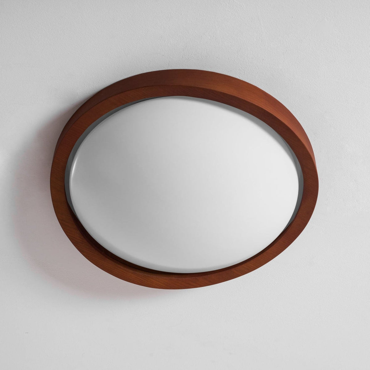 Modern Wood-Effect Fabric Flush Mount Ceiling Light With Tri-Color Glow