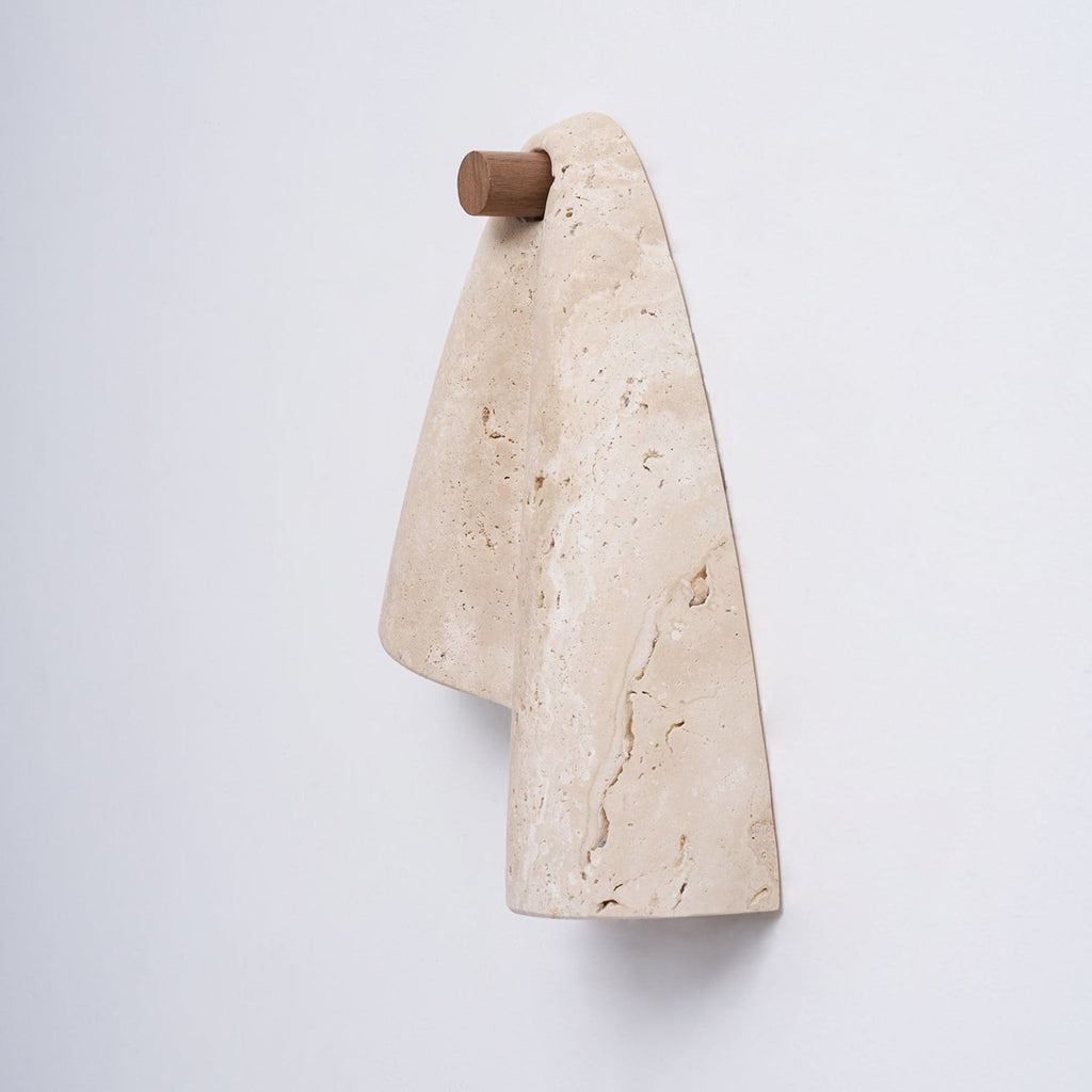 Modern Travertine Wall Sconce With Warm LED Glow