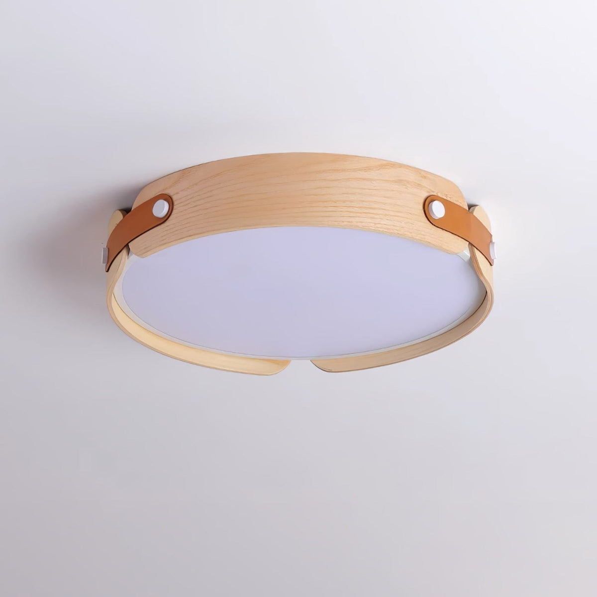 Scandinavian Wood Flush Mount Ceiling Light With Slim Low-Profile Design