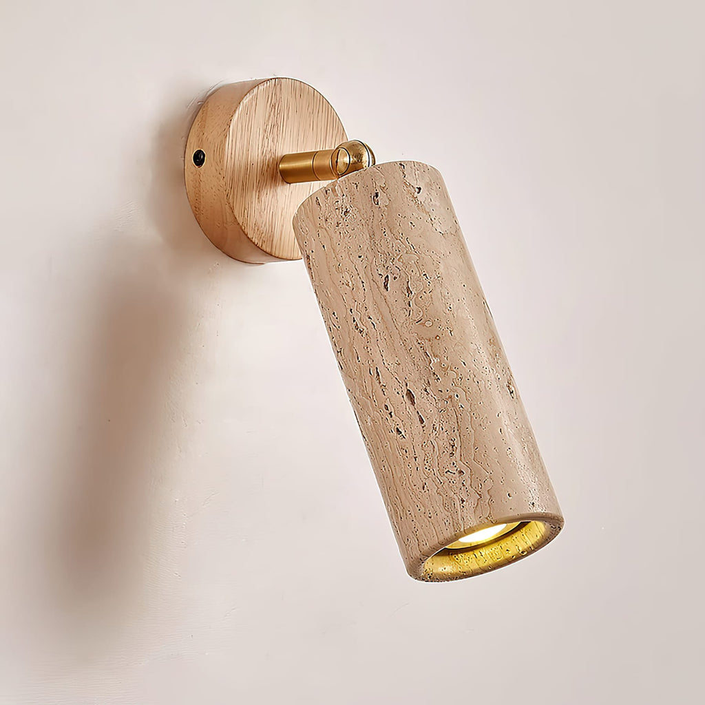 Modern Travertine Wall Sconce With Warm LED Glow