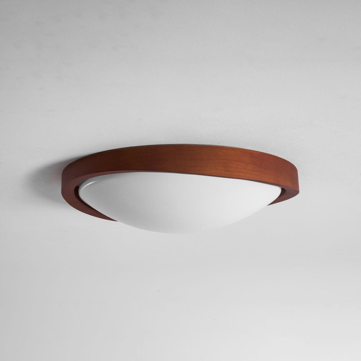Modern Wood-Effect Fabric Flush Mount Ceiling Light With Tri-Color Glow