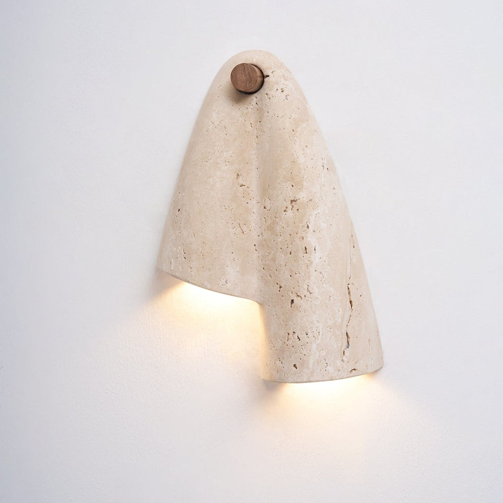 Modern Travertine Wall Sconce With Warm LED Glow