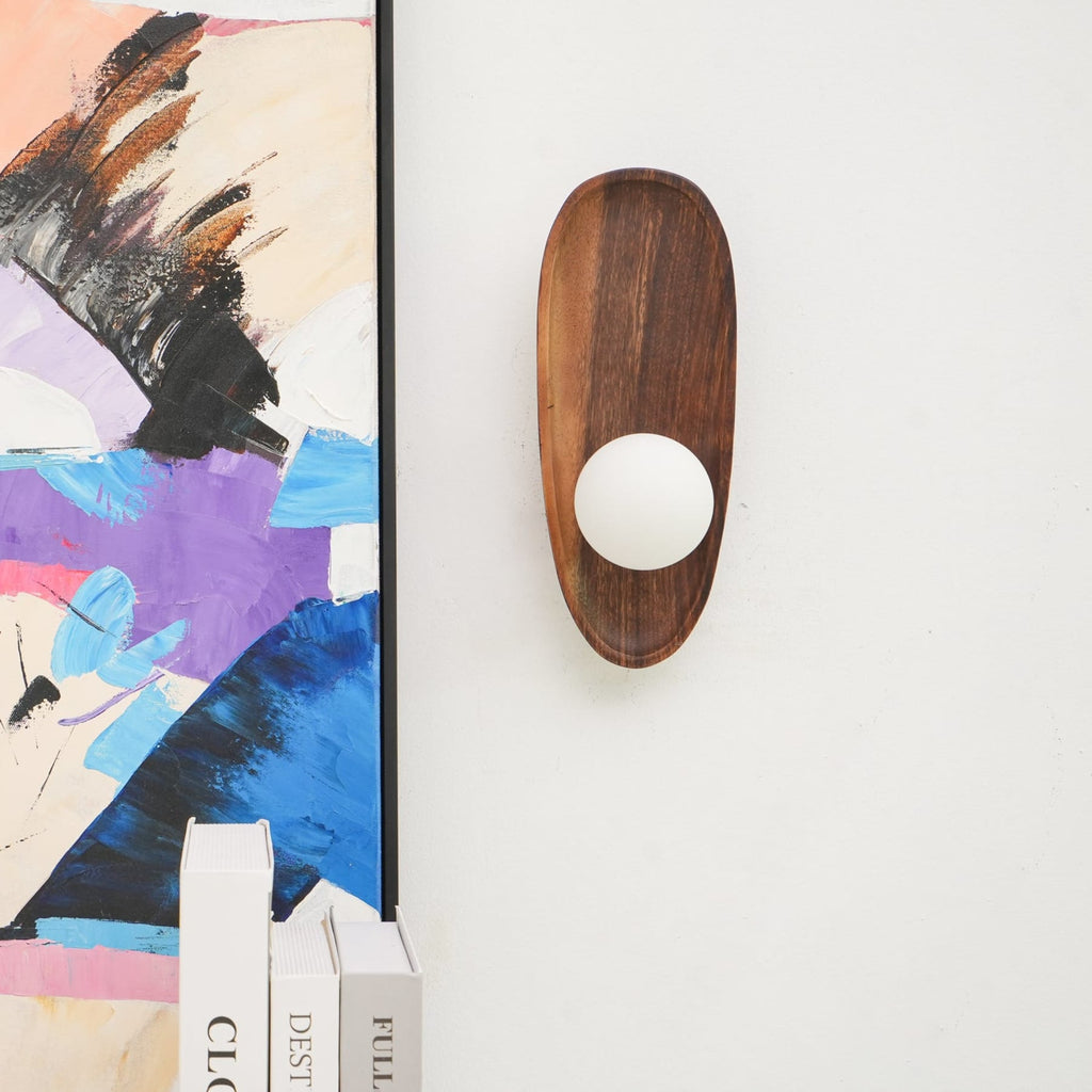 Modern Wood and Glass Wall Sconce for Living Room