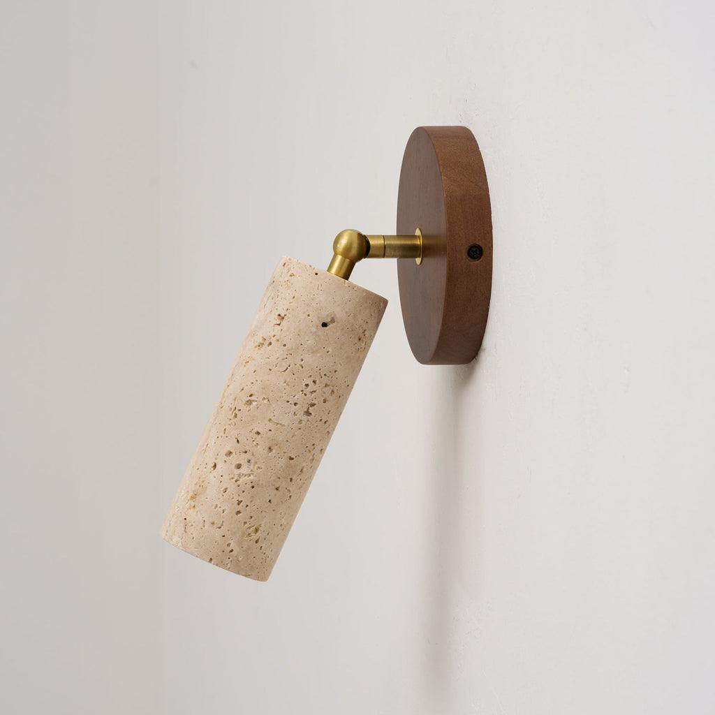 Modern Travertine Wall Sconce With Warm LED Glow