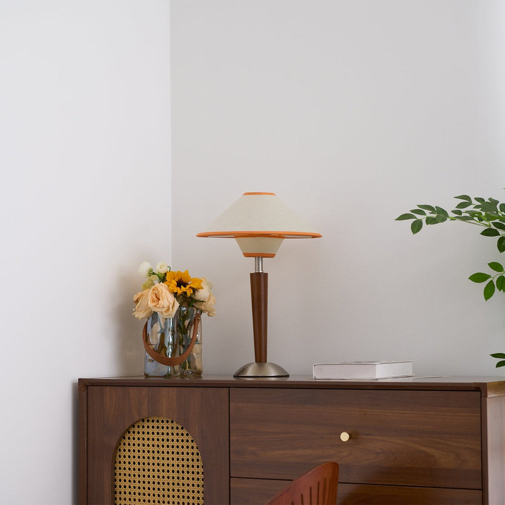 Modern Wood Table Lamp With Fabric Shade for Living Room