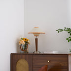 Modern Wood Table Lamp With Fabric Shade for Living Room
