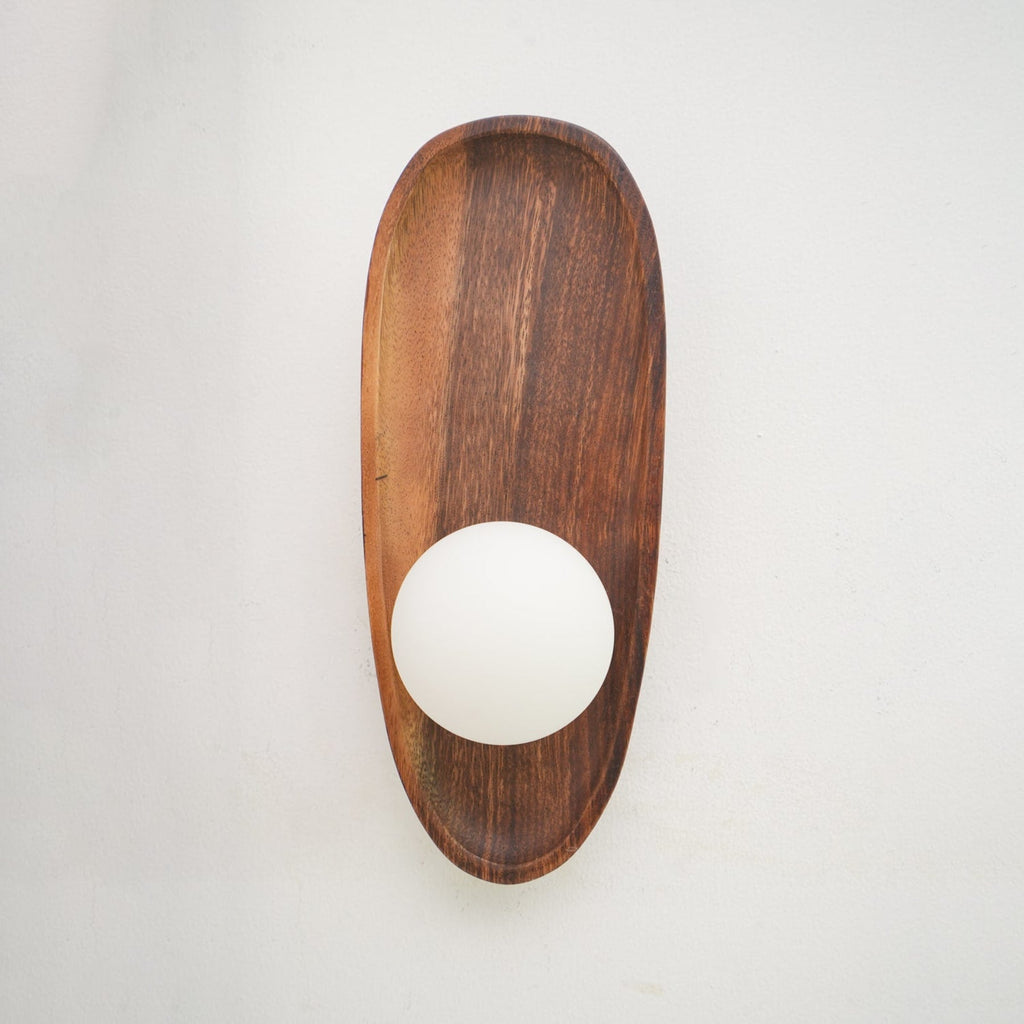 Modern Wood and Glass Wall Sconce for Living Room