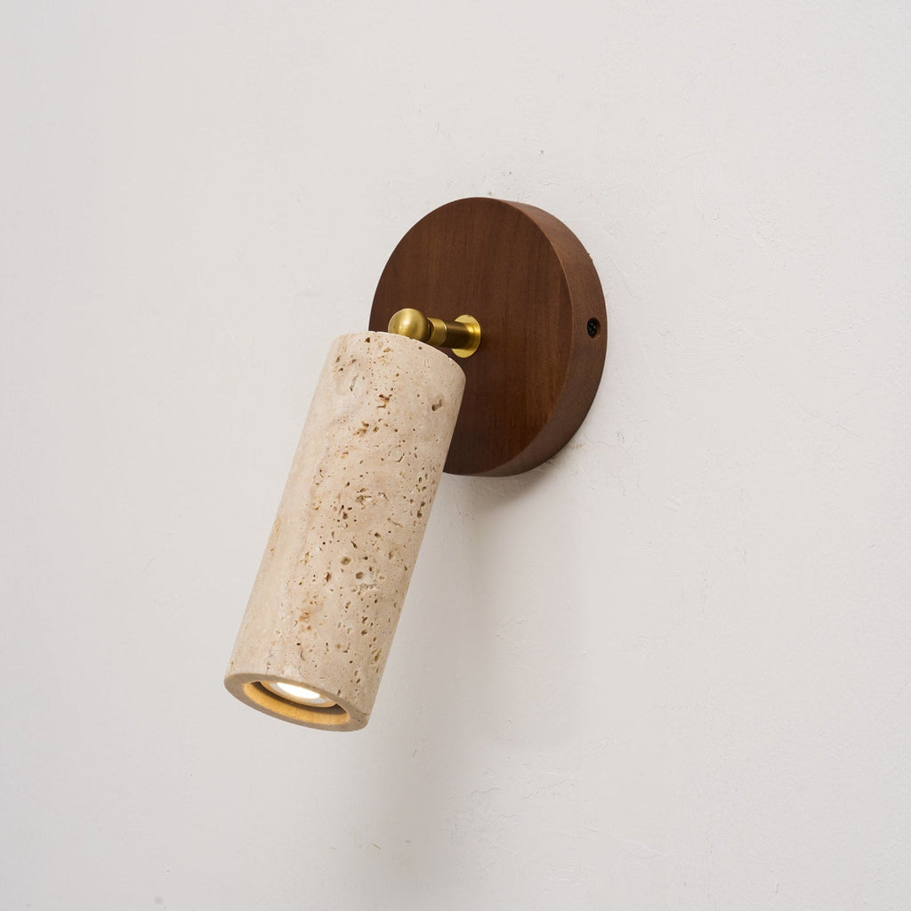 Modern Travertine Wall Sconce With Warm LED Glow