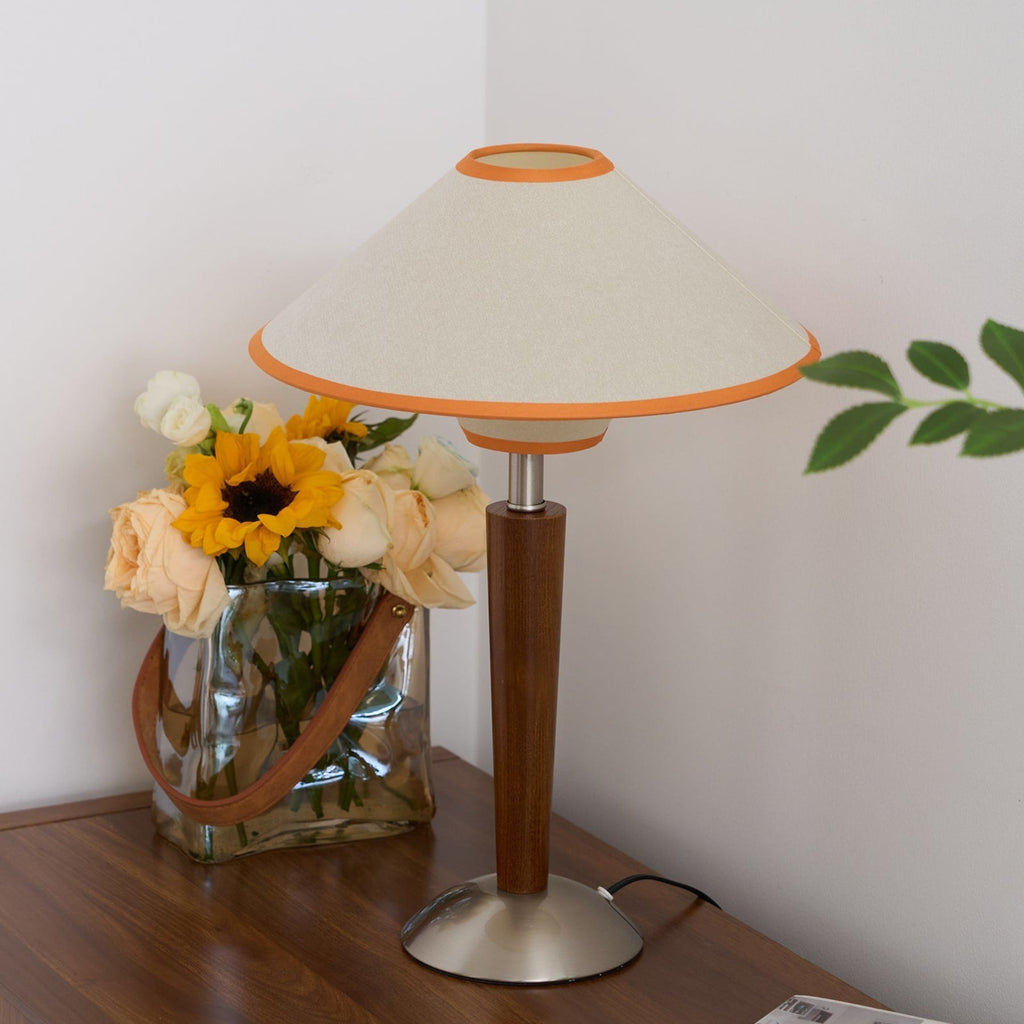 Modern Wood Table Lamp With Fabric Shade for Living Room