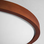 Modern Wood-Effect Fabric Flush Mount Ceiling Light With Tri-Color Glow