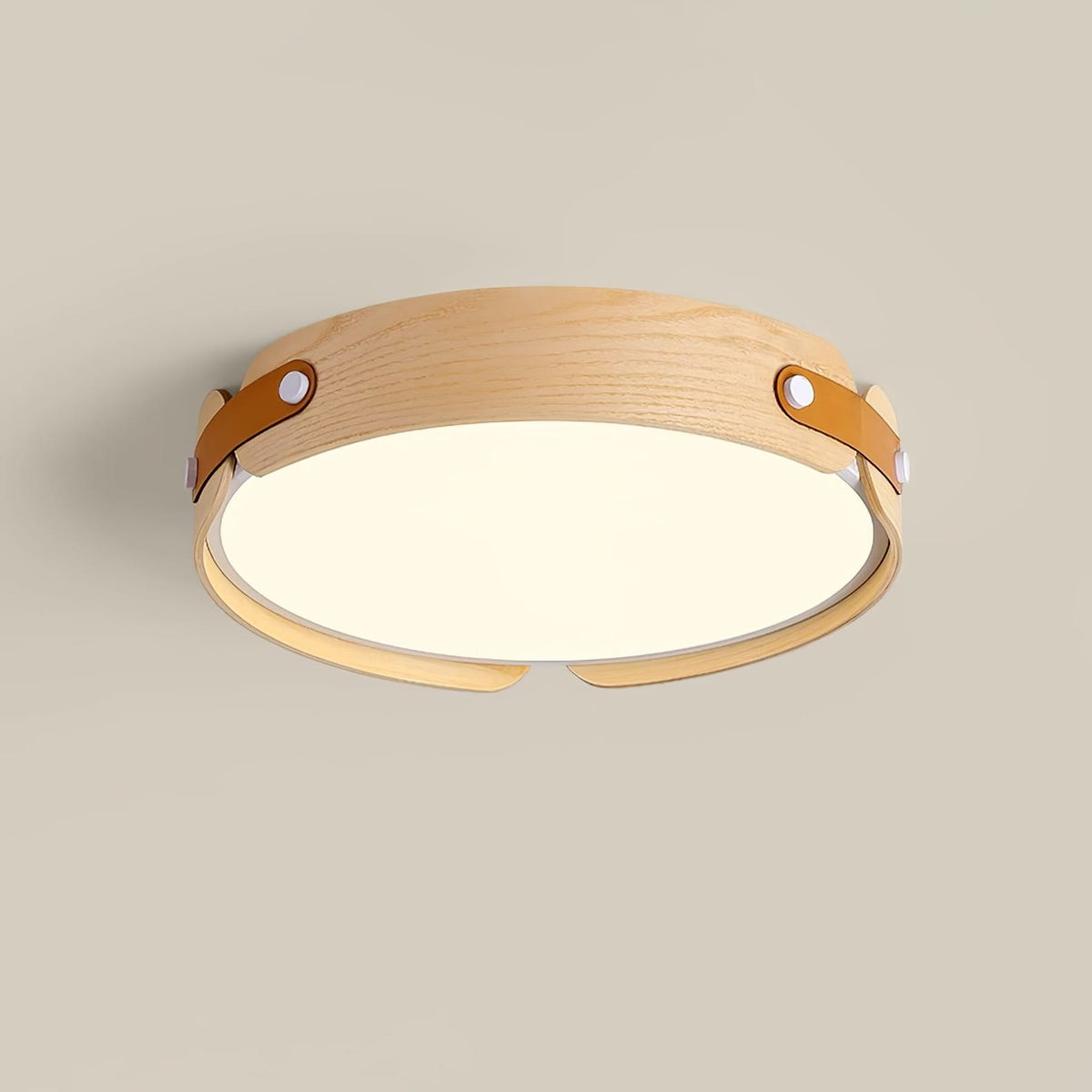 Scandinavian Wood Flush Mount Ceiling Light With Slim Low-Profile Design