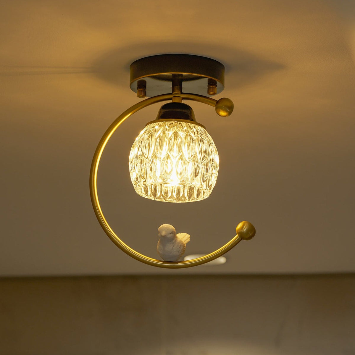 Modern Solid Brass Flush Mount Ceiling Light