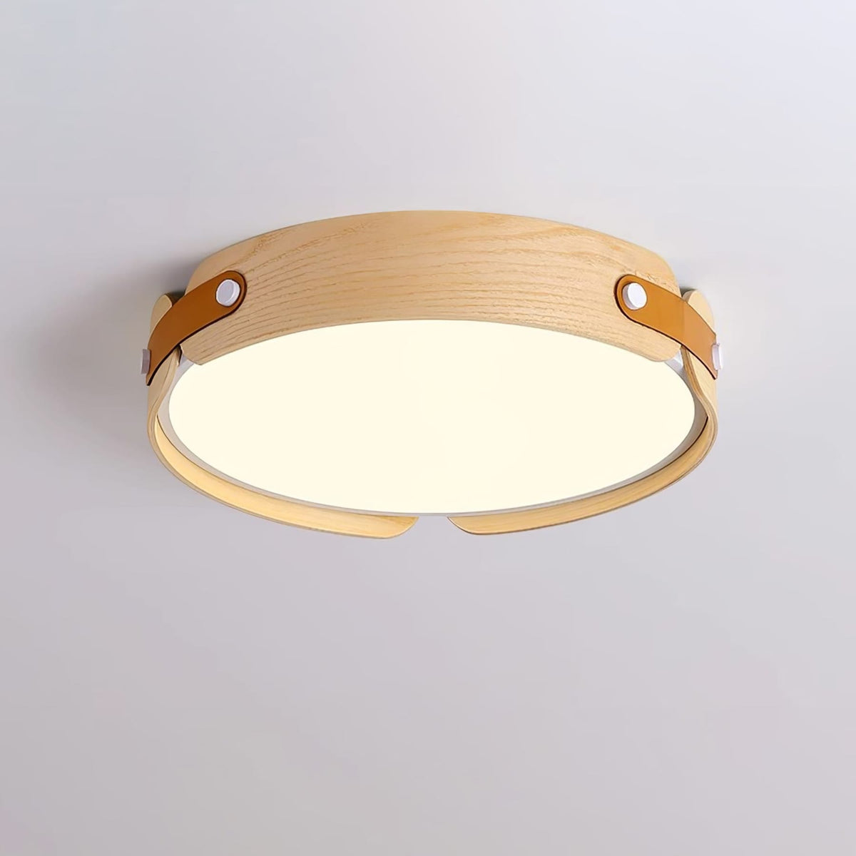 Scandinavian Wood Flush Mount Ceiling Light With Slim Low-Profile Design