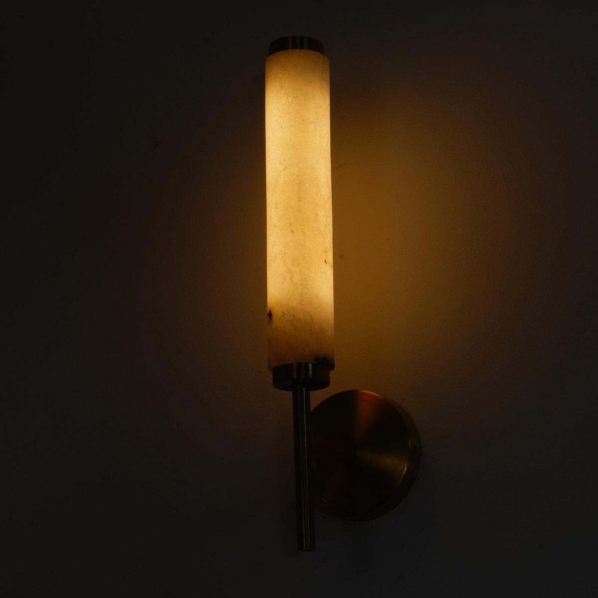 Modern Metal and Faux Alabaster Wall Sconce for Living Room