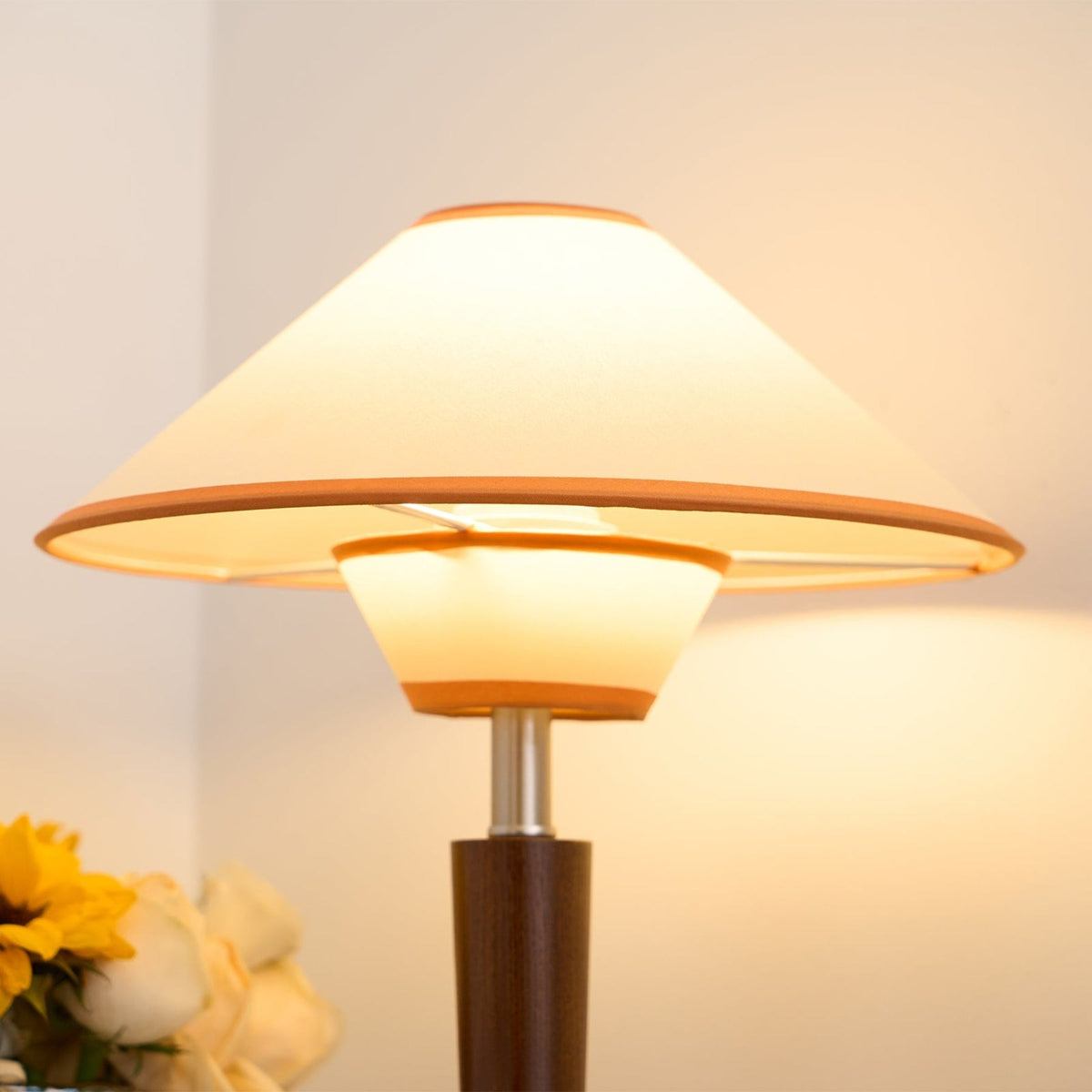 Modern Wood Table Lamp With Fabric Shade for Living Room