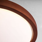 Modern Wood-Effect Fabric Flush Mount Ceiling Light With Tri-Color Glow