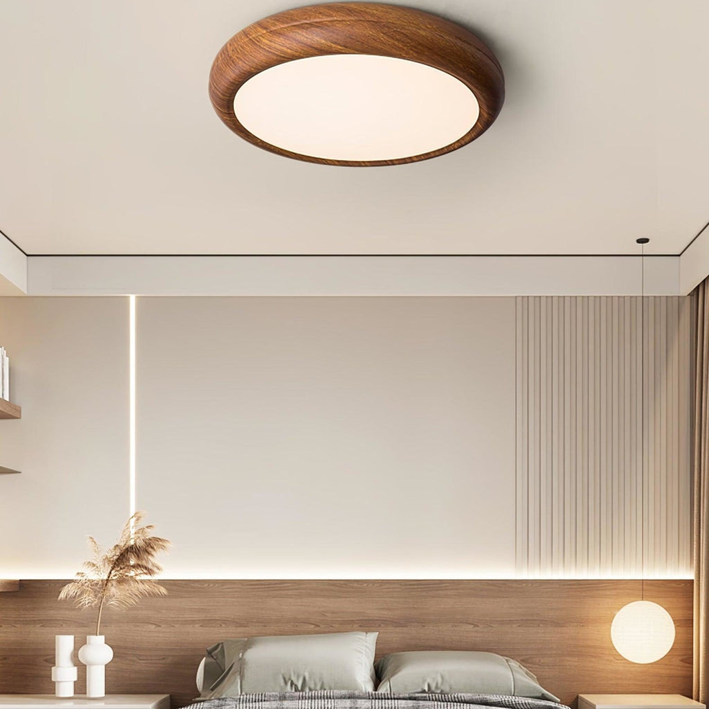 Scandinavian Wood Flush Mount Ceiling Light for Living Room