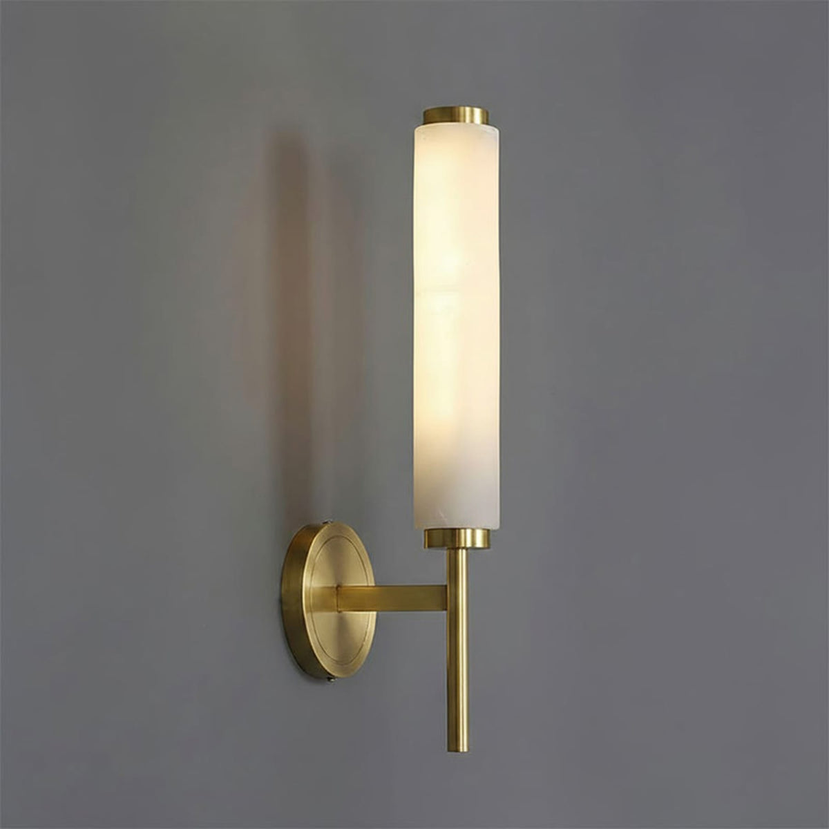 Modern Metal and Faux Alabaster Wall Sconce for Living Room