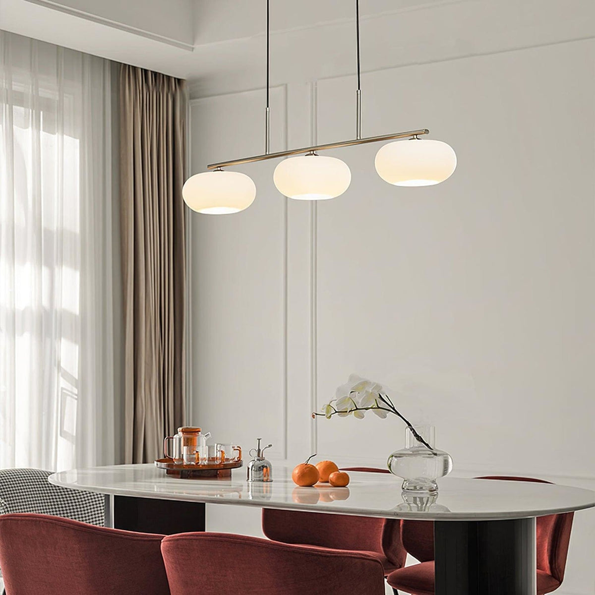 Modern Glass Pendant Light With Tri-Color LED Glow