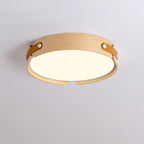 Scandinavian Wood Flush Mount Ceiling Light With Slim Low-Profile Design