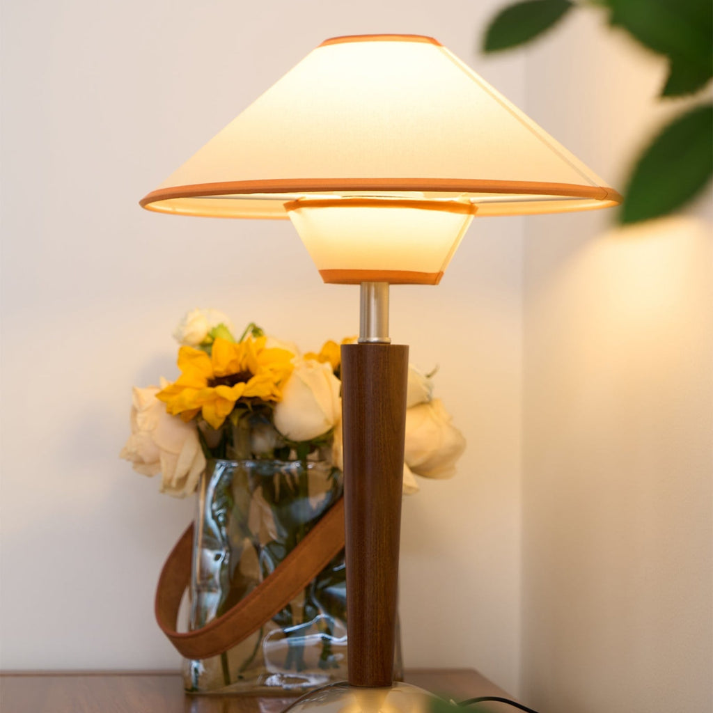 Modern Wood Table Lamp With Fabric Shade for Living Room