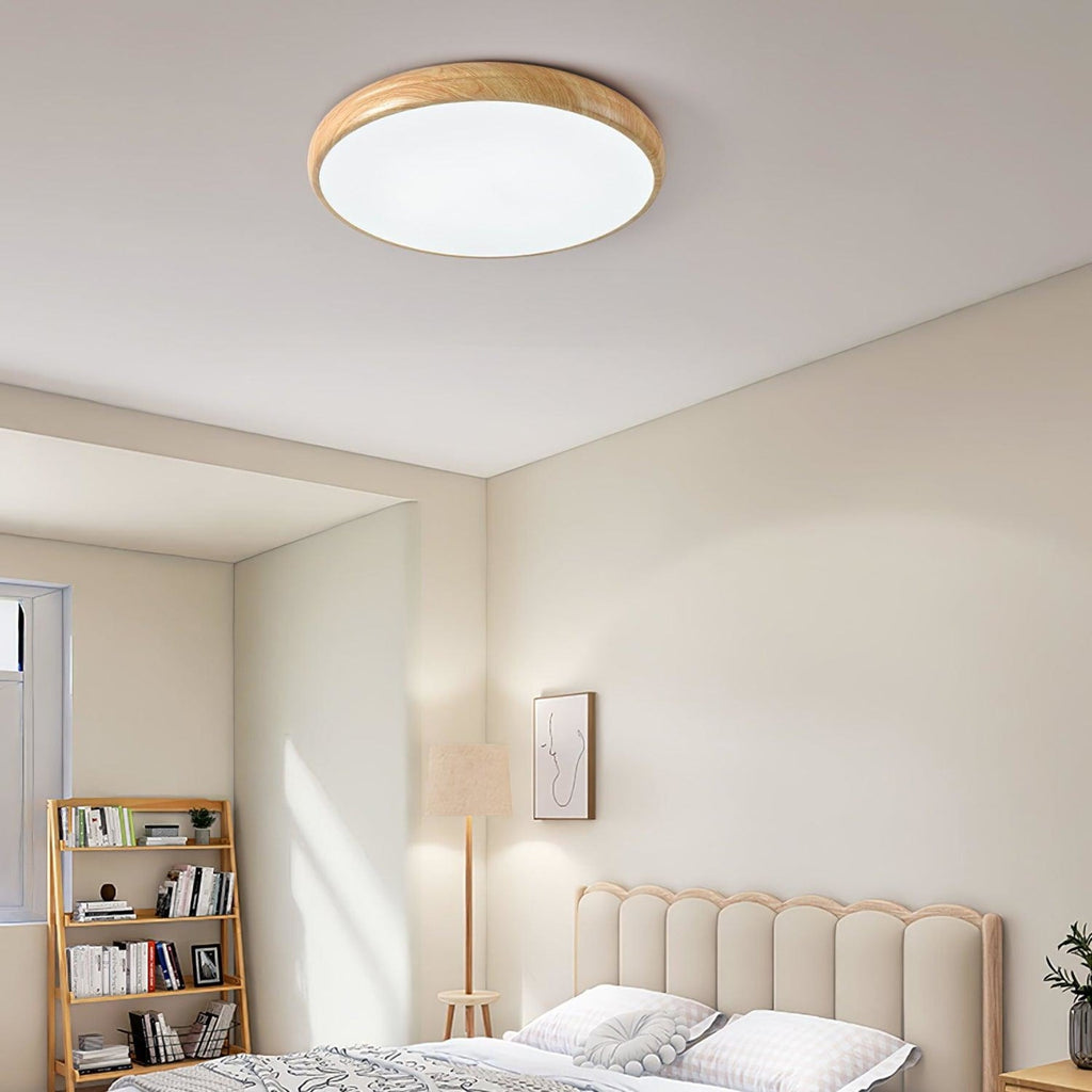 Scandinavian Wood Flush Mount Ceiling Light for Living Room