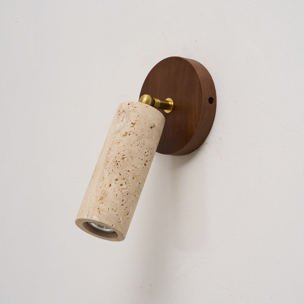Modern Travertine Wall Sconce With Warm LED Glow