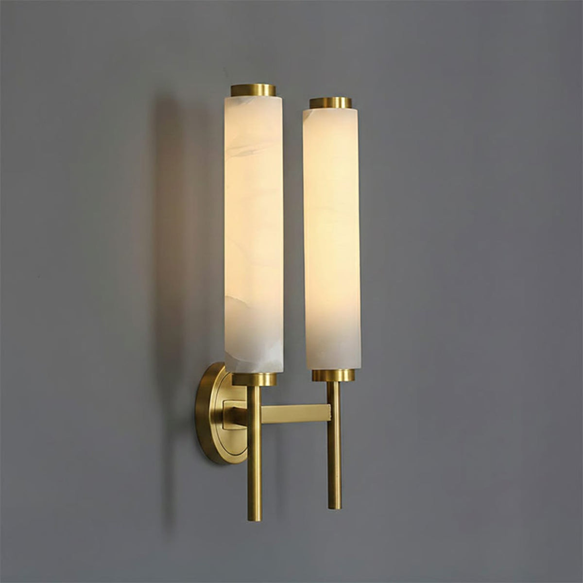 Modern Metal and Faux Alabaster Wall Sconce for Living Room