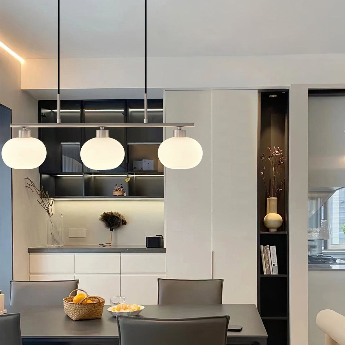 Modern Glass Pendant Light With Tri-Color LED Glow