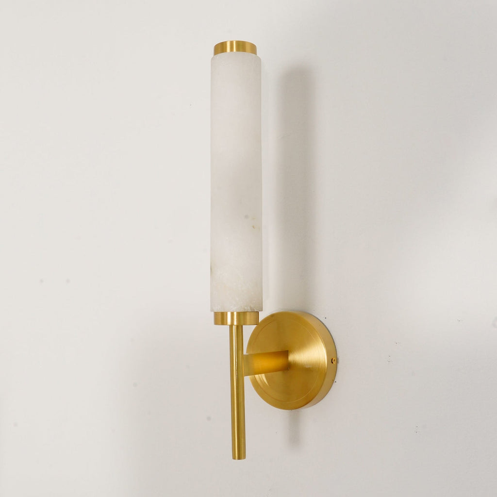Modern Metal and Faux Alabaster Wall Sconce for Living Room