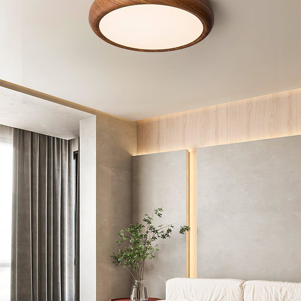 Scandinavian Wood Flush Mount Ceiling Light for Living Room