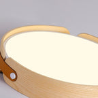 Scandinavian Wood Flush Mount Ceiling Light With Slim Low-Profile Design