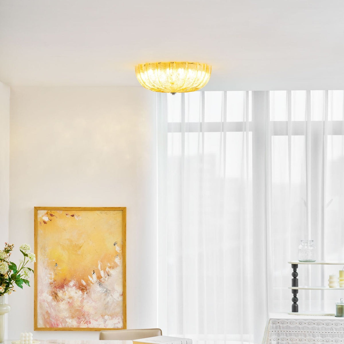 Vintage Glass Flush Mount Ceiling Light for Living Room