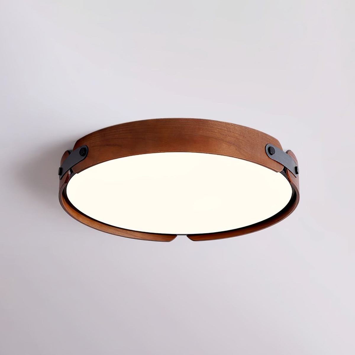 Scandinavian Wood Flush Mount Ceiling Light With Slim Low-Profile Design