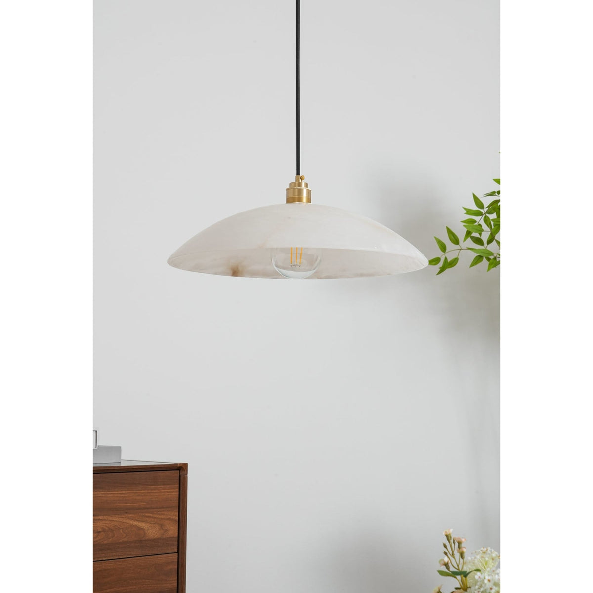 Modern Marble and Copper Pendant Light for Dining Room