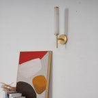 Modern Metal and Faux Alabaster Wall Sconce for Living Room