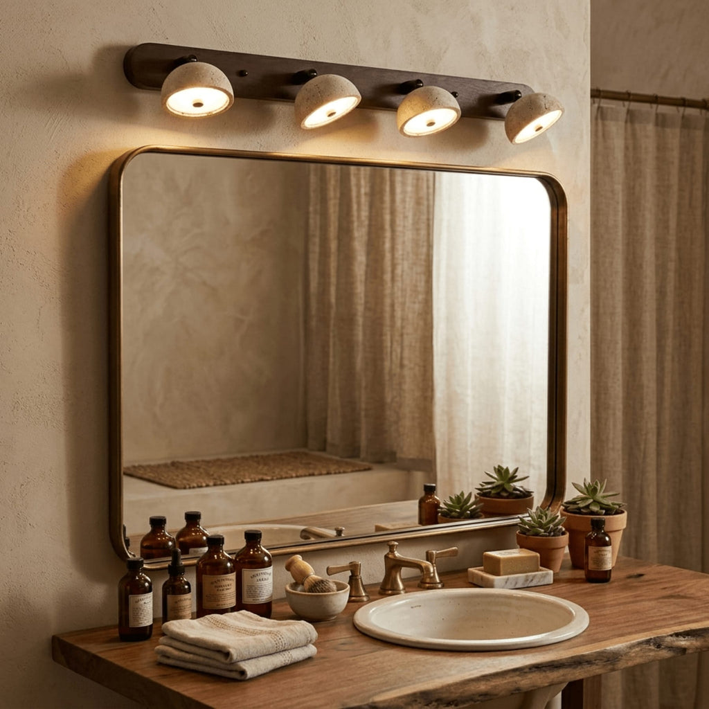 Modern Travertine Wall Sconce With Warm LED Glow for Living Room