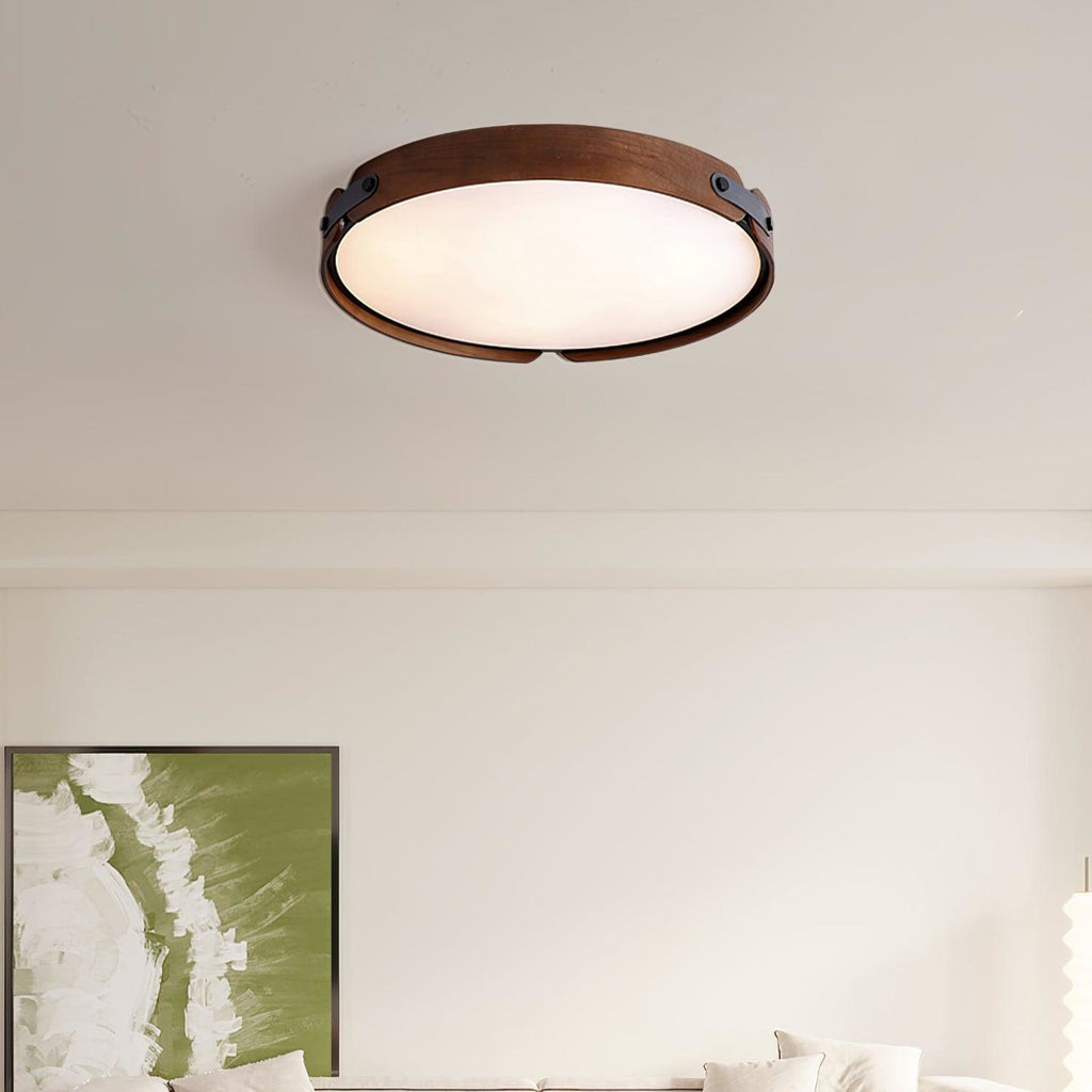 Scandinavian Wood Flush Mount Ceiling Light With Slim Low-Profile Design