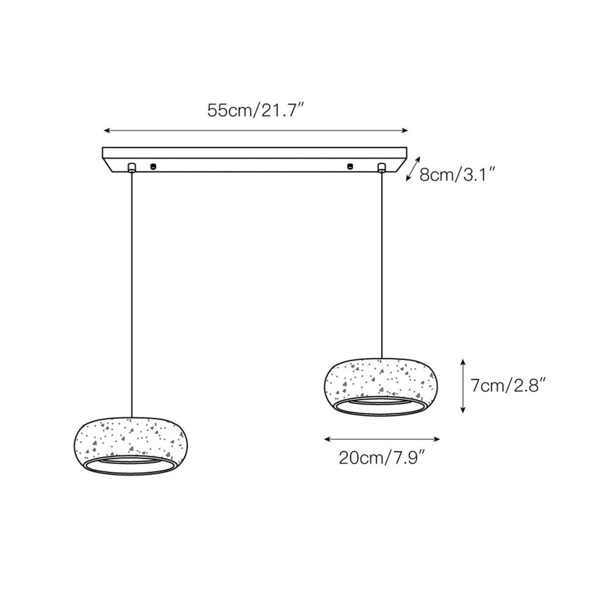 Modern Travertine Stone Pendant Light With Dimmable Remote Control