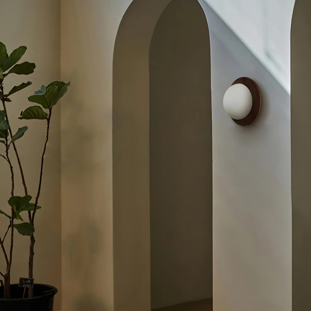 Nordic Natural Wood Wall Sconce LED Light With Globe Shade