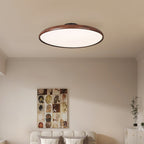 Scandinavian Wood-Effect Flush Mount Ceiling Light With Tri-Color Glow